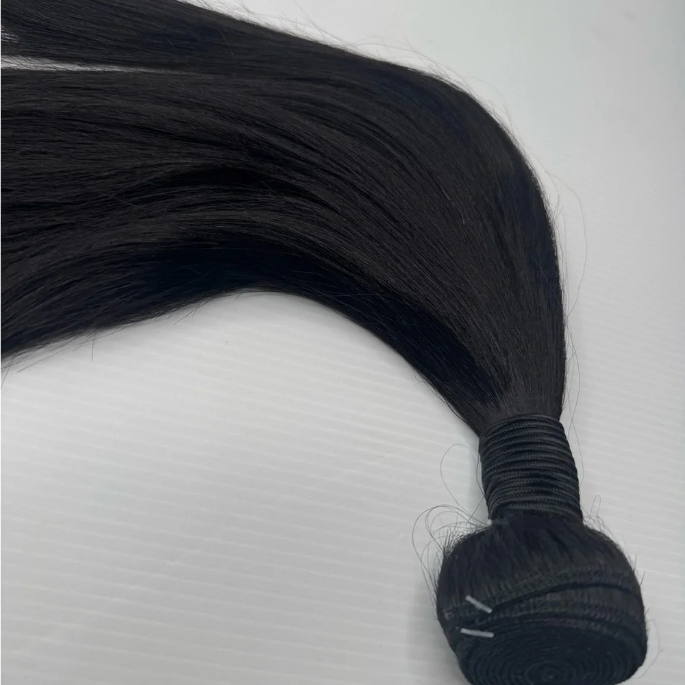 19” Human Hair Blend Straight Bundle – Natural Black, Soft Silky Weft, Heat-Safe